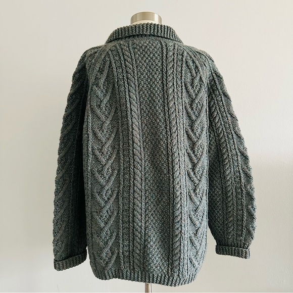 Standun 100% Wool Chunky Knit Cardigan Sweater Made In Ireland - Picture 4 of 10